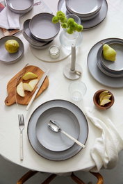 Hermia Juego de Cena de Porcelana de 18 Piezas Gris
